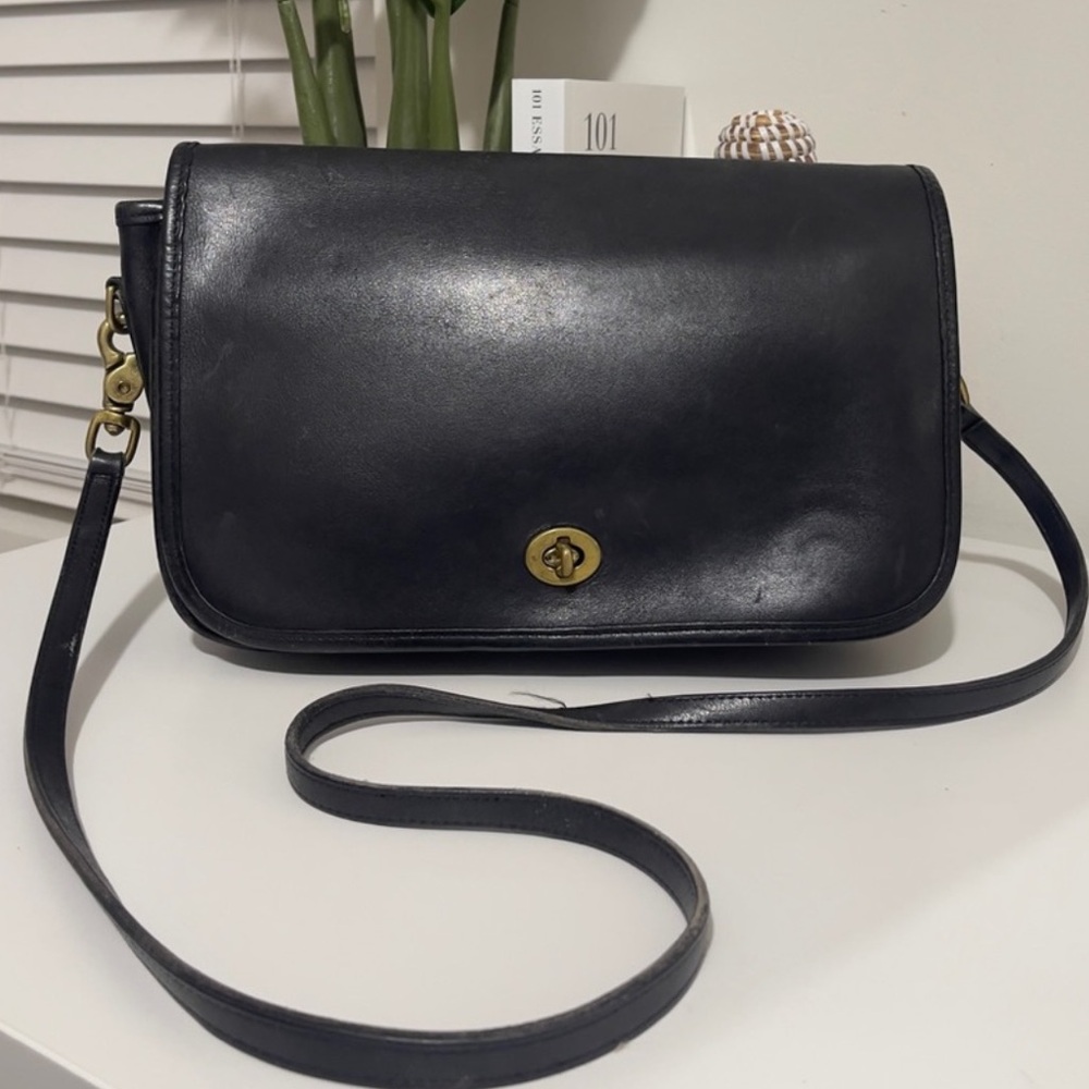 rare 90s COACH legacy black leather crossbody shoulder bag purse